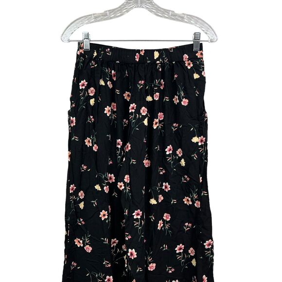 Hollister Womens Capri Pants Floral Wide Leg Stretch Half Elastic Waist Black M - Picture 5 of 6